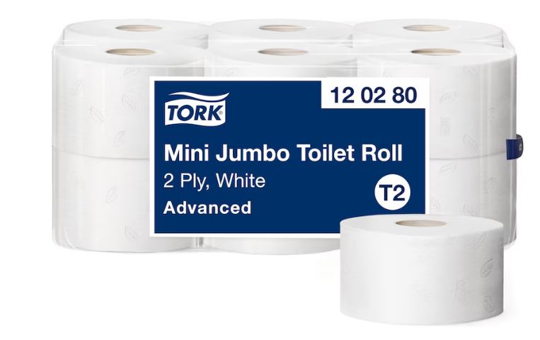 Toilettenpapier Tork Advanced T2 Mini Jumbo Grossrolle 2-lagig naturweiss