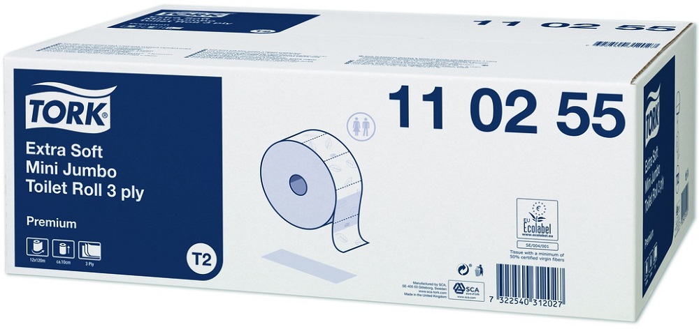 Toilettenpapier Tork Premium Mini Jumbo Grossrolle 3-lagig weiss