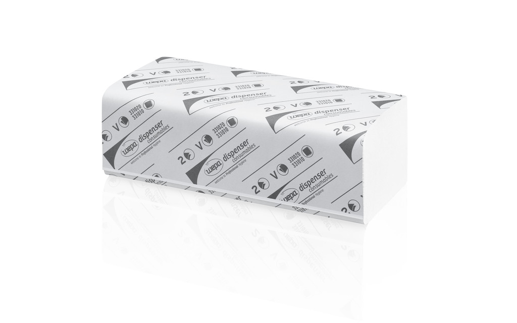 Handtuch V-Falz 2-lagig Recycling weiss 25x23cm Handtuch V-Falz 2-lagig Recycling weiss 25x23cm