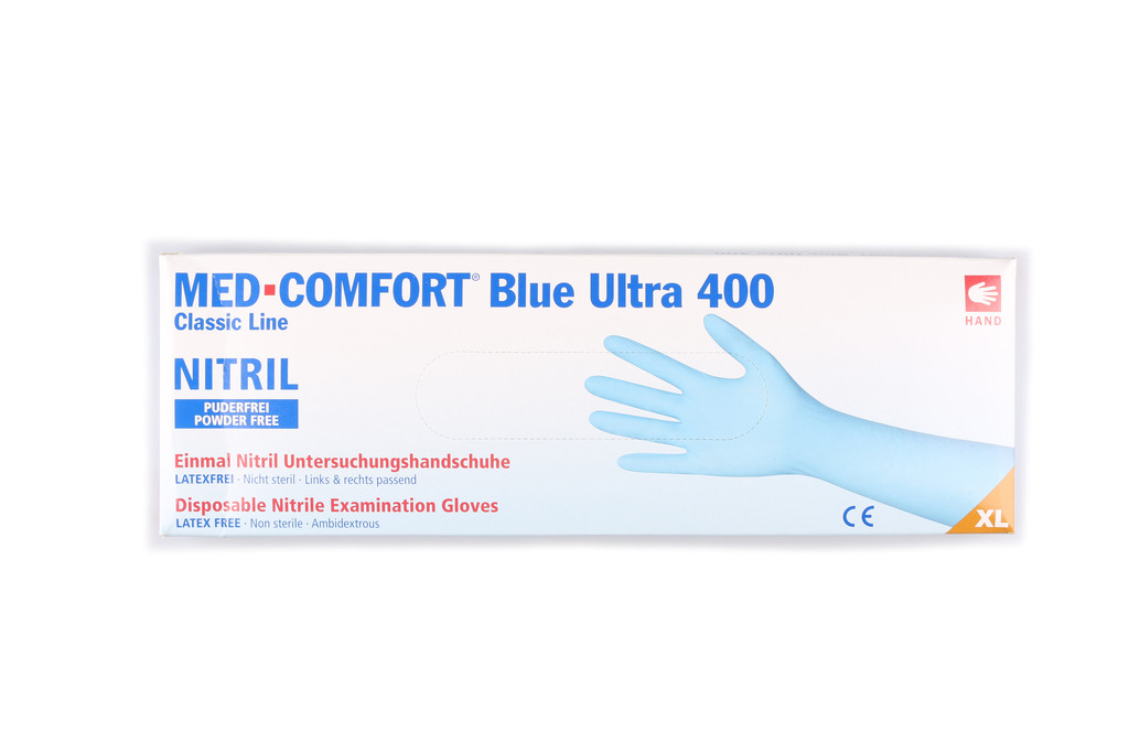 Schutzhandschuhe Nitril Med-Comfort Ultra 400mm blau